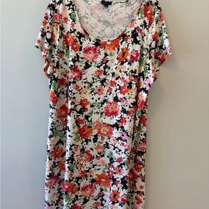 J. Jill Orange Cap Sleeve Relaxed Midi Dress